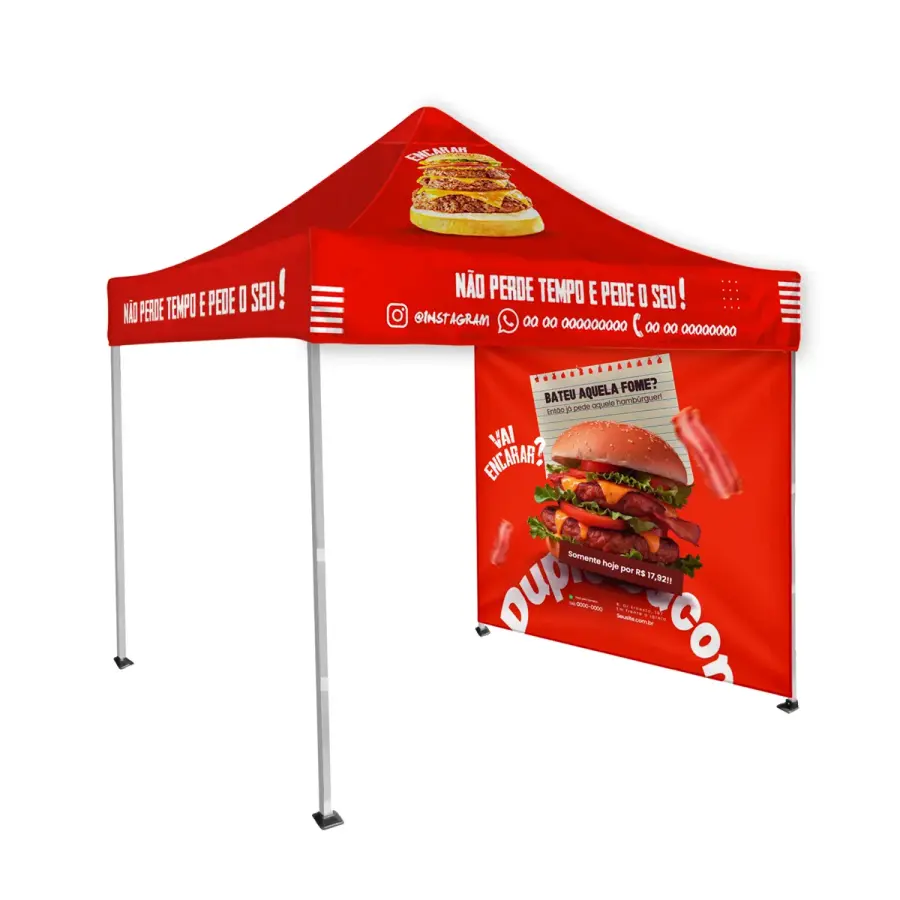 10' x 10' Custom Event Tent with Steel Frame & 1 Full Wall
