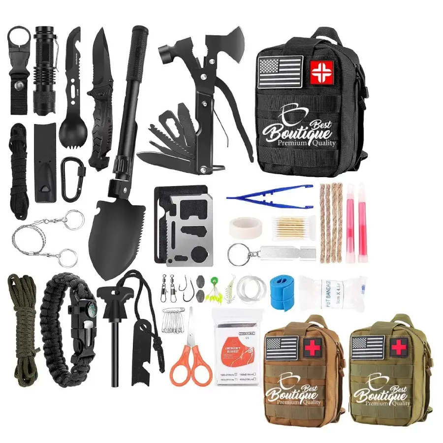 142Pcs Multipurpose Professional Survival Kit First Aid Kit in Black