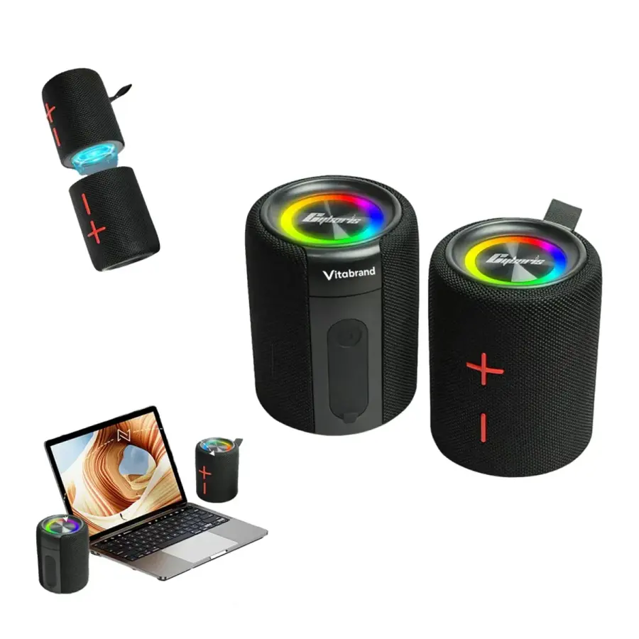 2-in-1 Splittable Bluetooth Speaker with Stereo Sound in Black