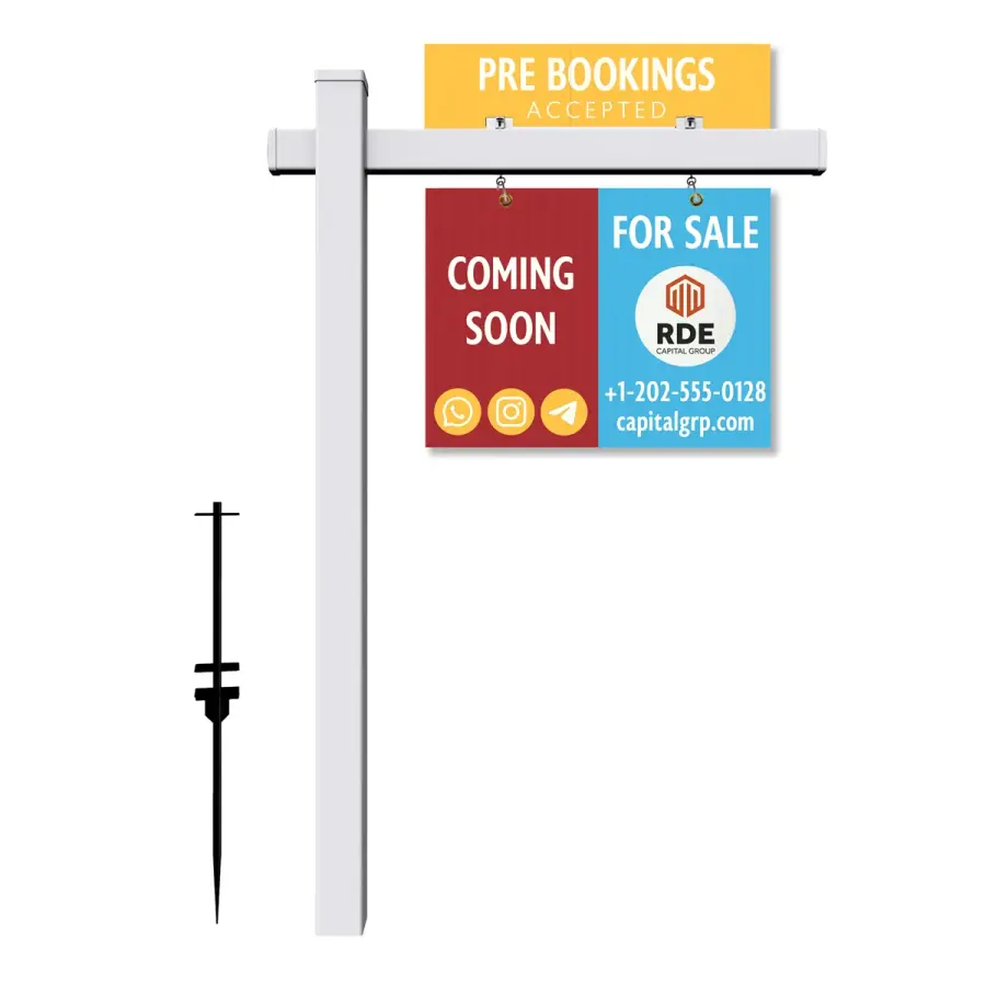 24" x 18" - 36" x 48" Real Estate Signs Post Kit with Rider