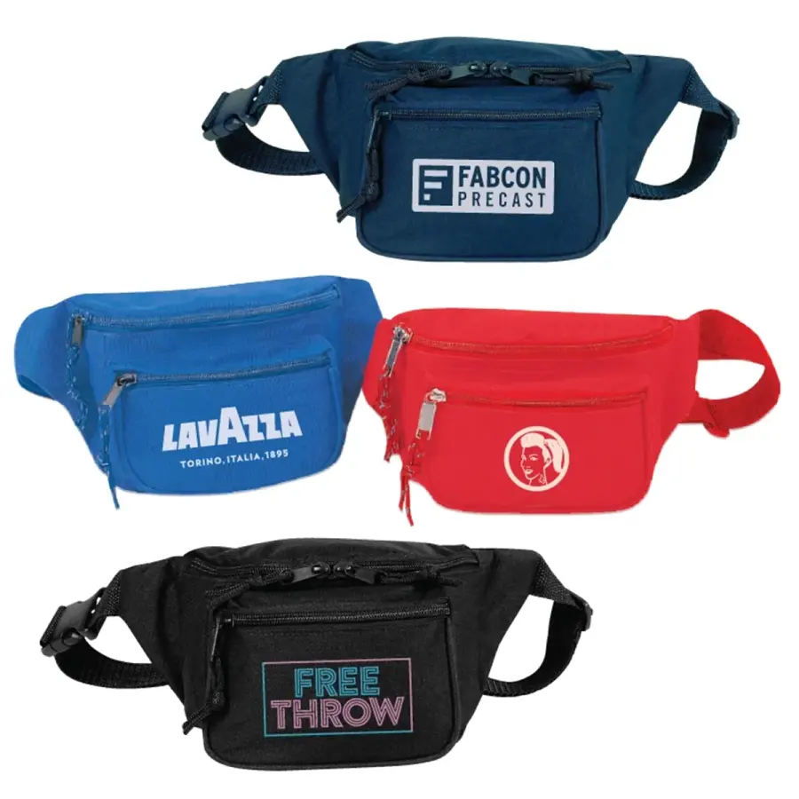 600D Polyester Triple Zipper Fanny Pack