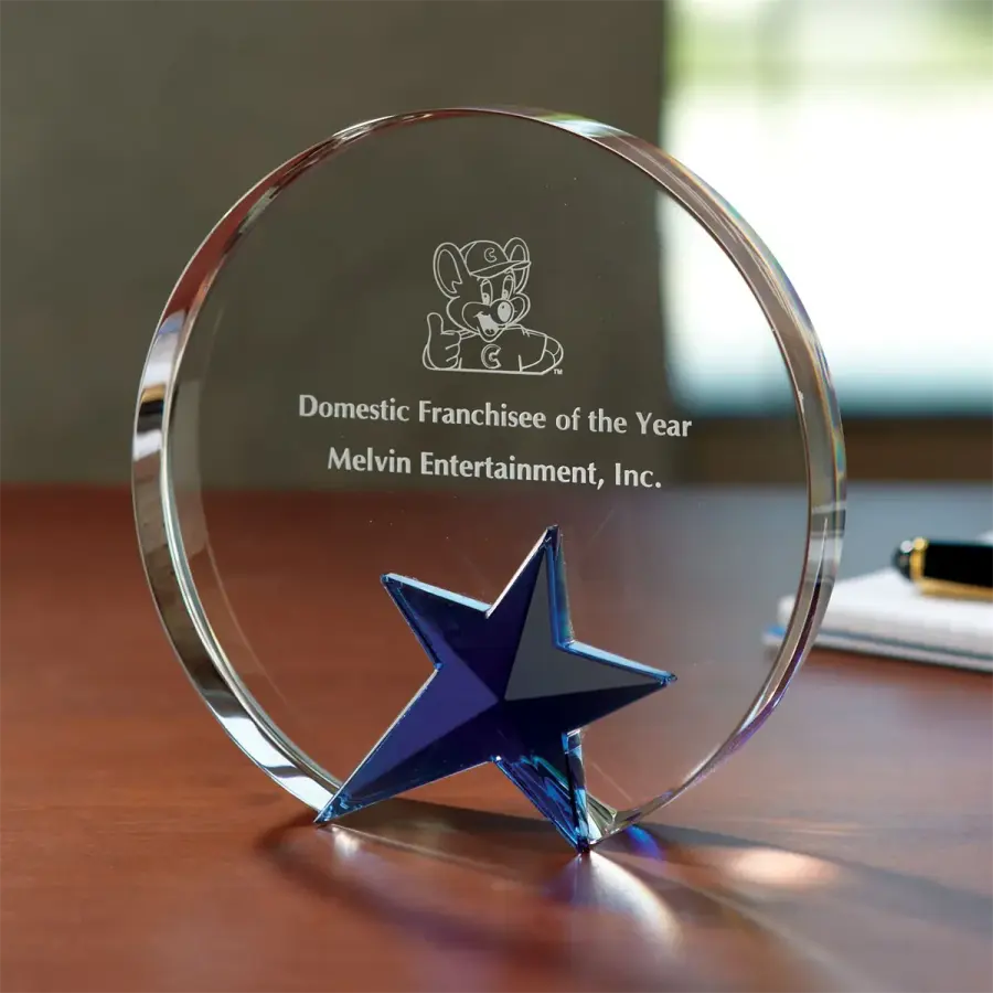 Circle Star Award in Clear / Blue