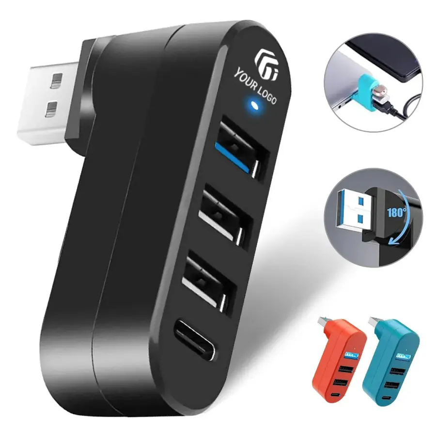 Expander adapter 180 degree rotatable 4-port USB 3.0 Hub