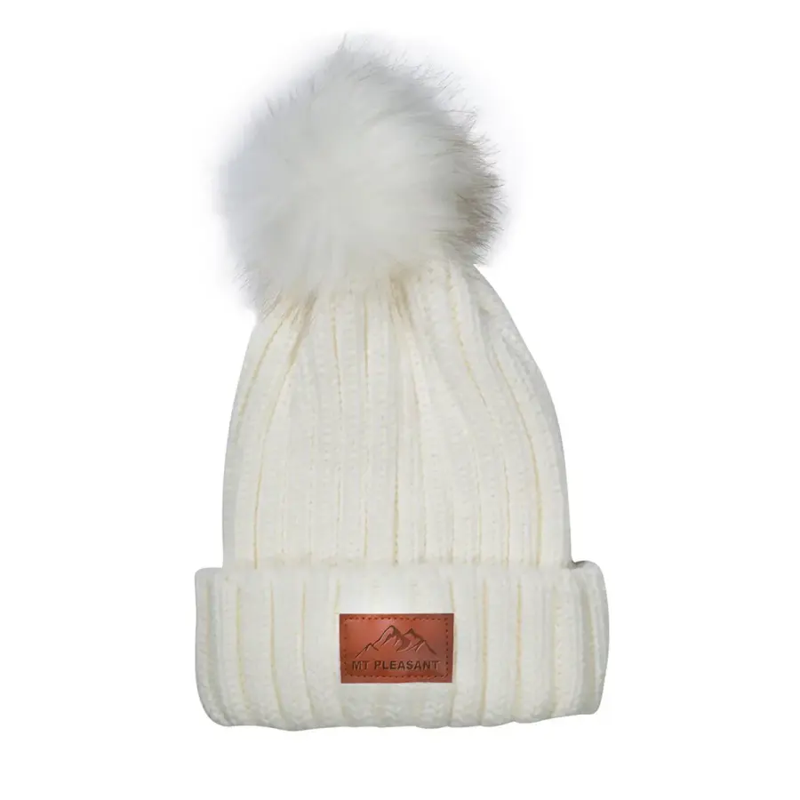 Leeman Knit Beanie With Fur PomPom