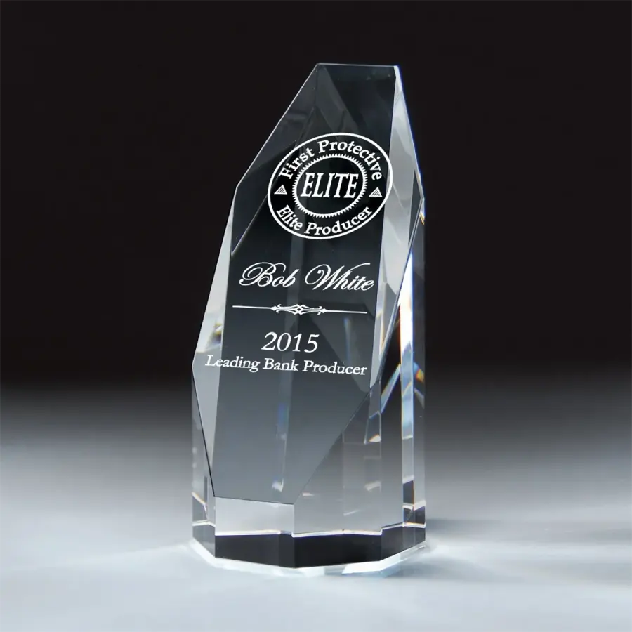 Optic Crystal Octagon Tower Award - Medium