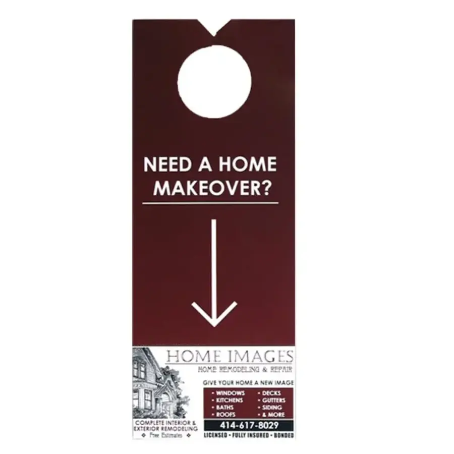 Perforated Door Hanger Custom Printed in Assorted