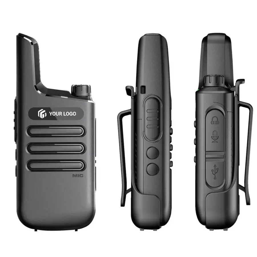 Portable Two Way Upgrade Type-c Handsfree Walkie Talkies in Black