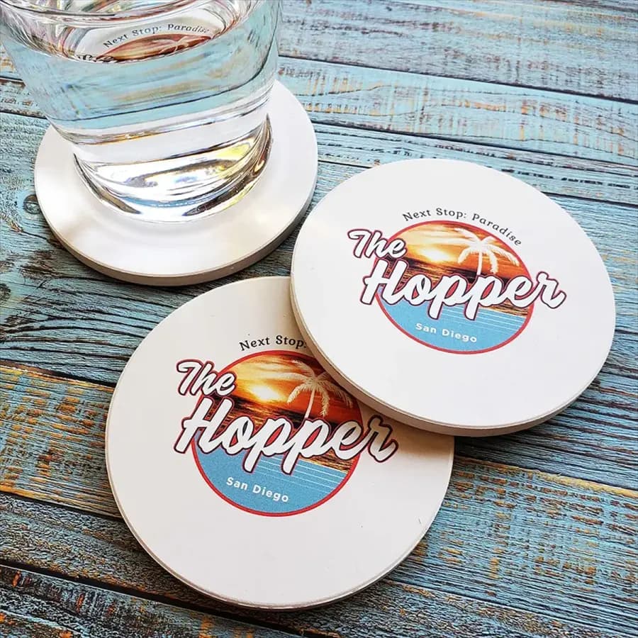 Sandstone UV Coasters in White