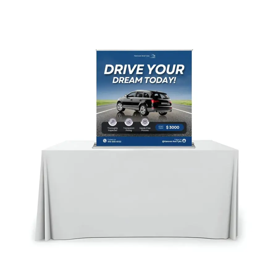Silverstep Tabletop 36" Retractable Banner Stand with Light